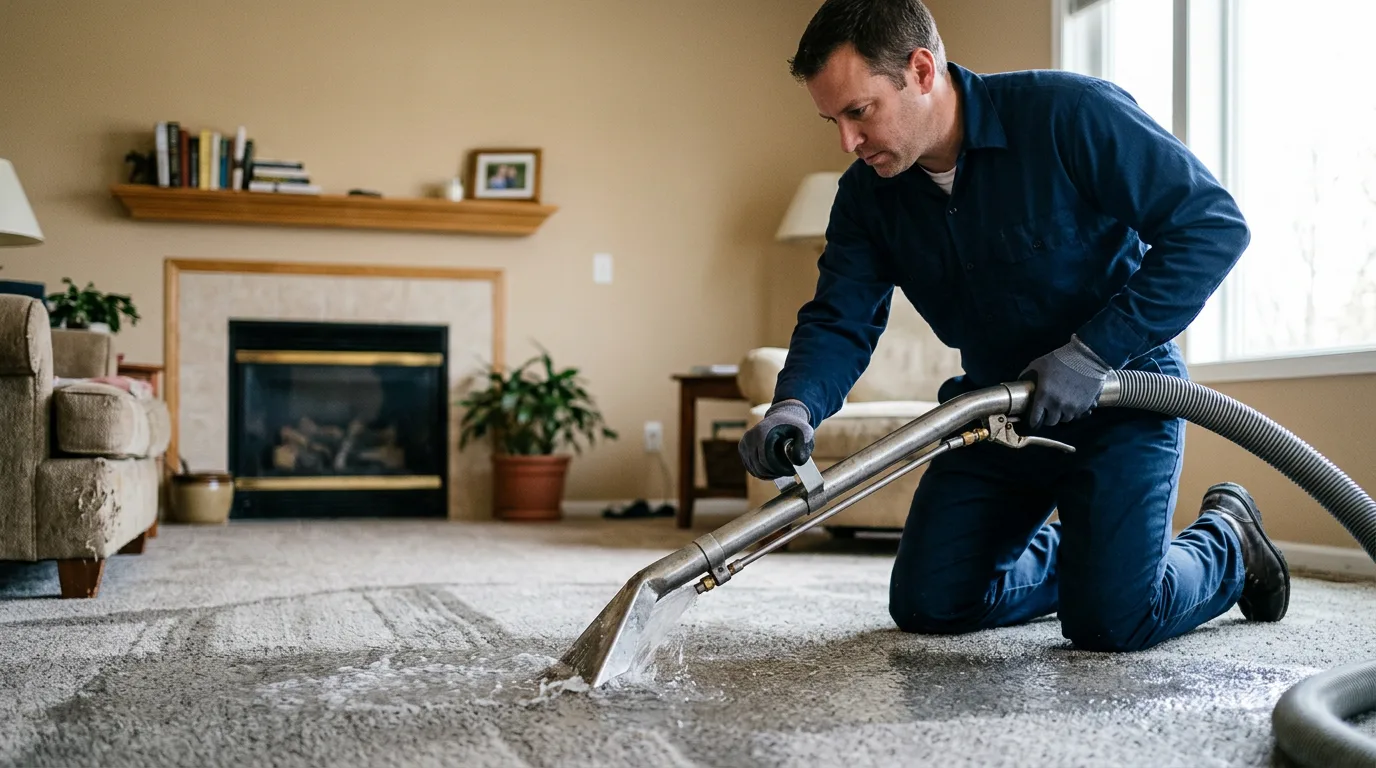 Water damage restoration technician working near Fairview, MO
